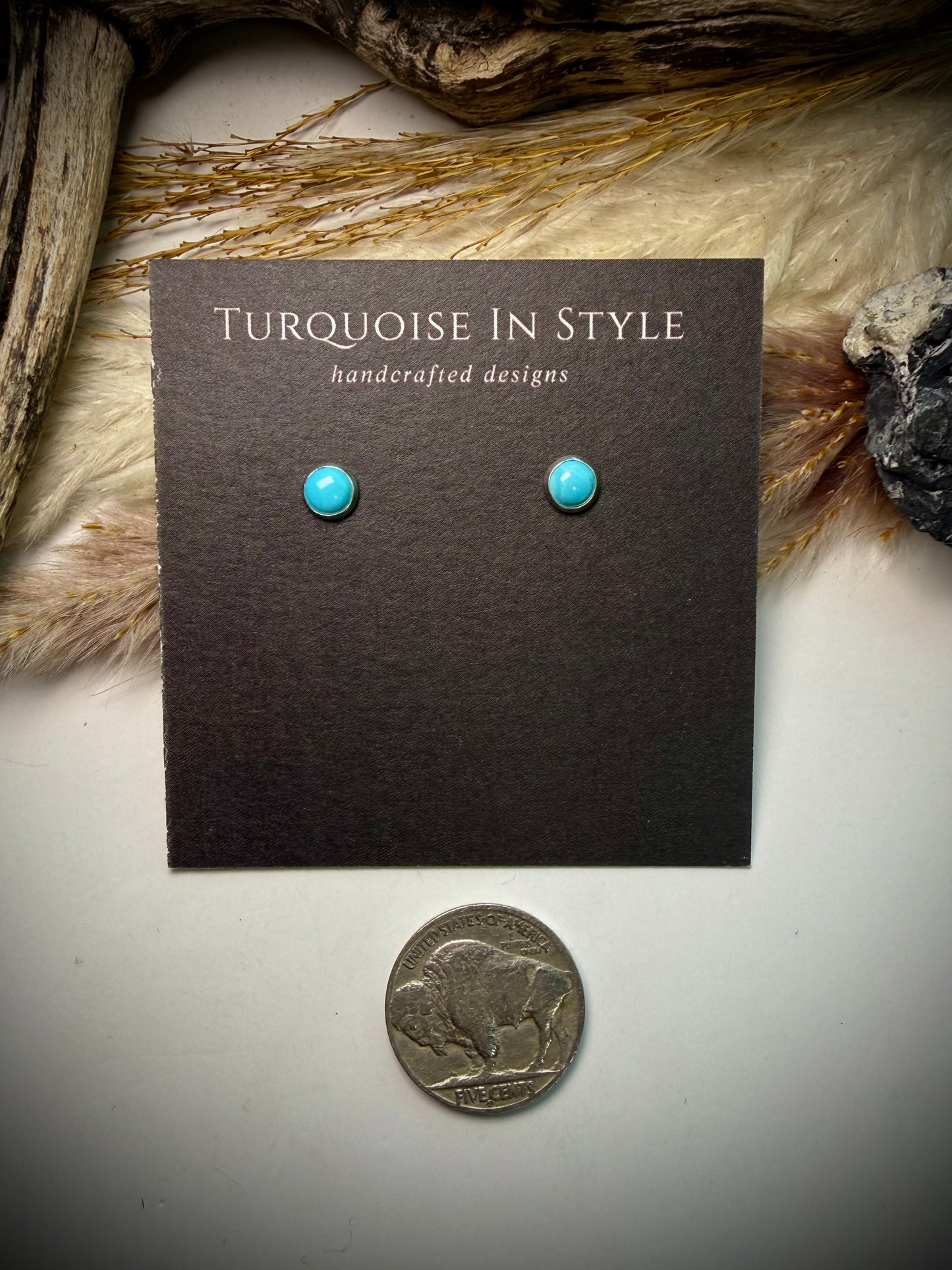 6mm Turquoise Stud Earrings