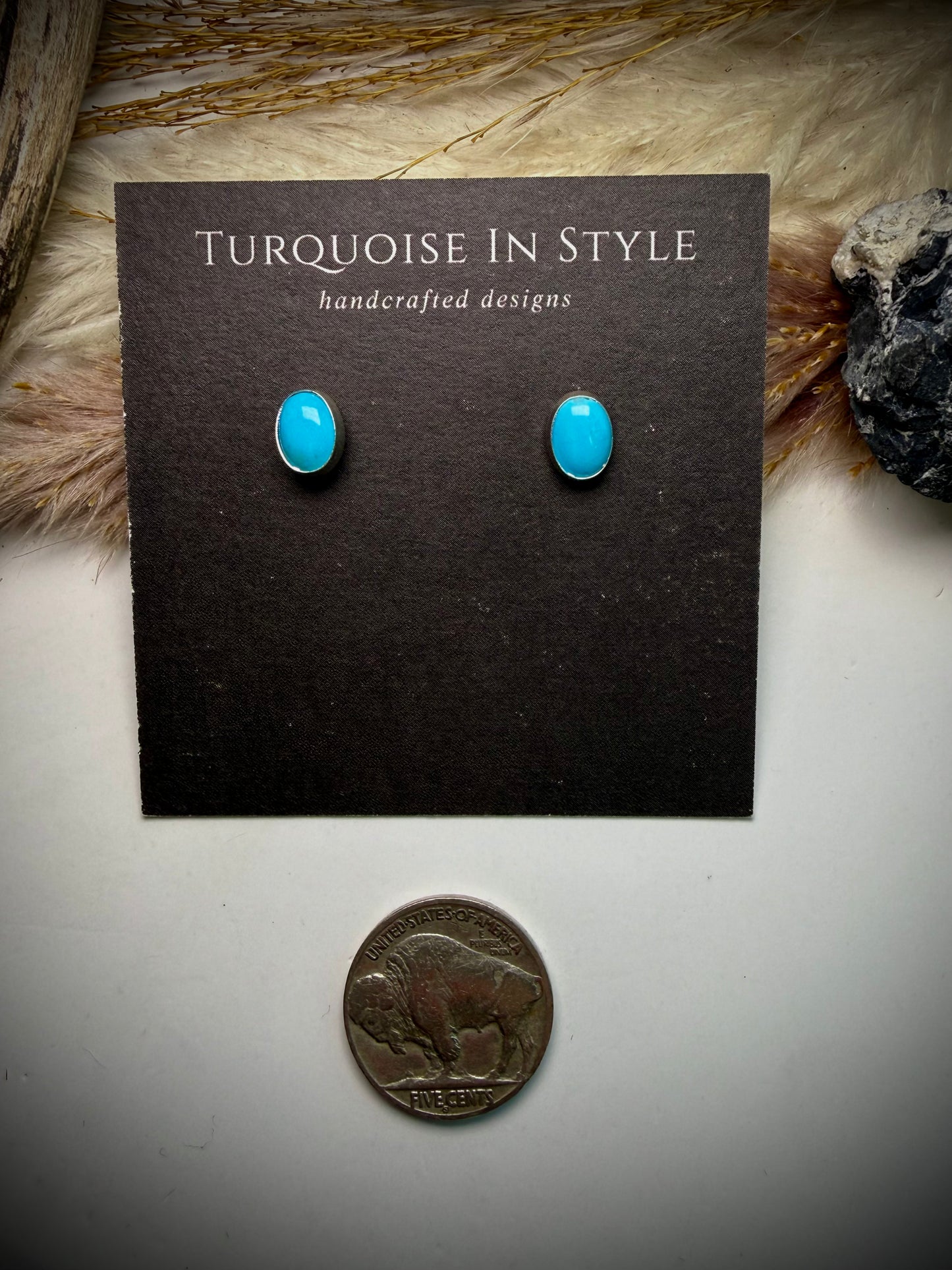 Oval Sleeping Beauty Studs
