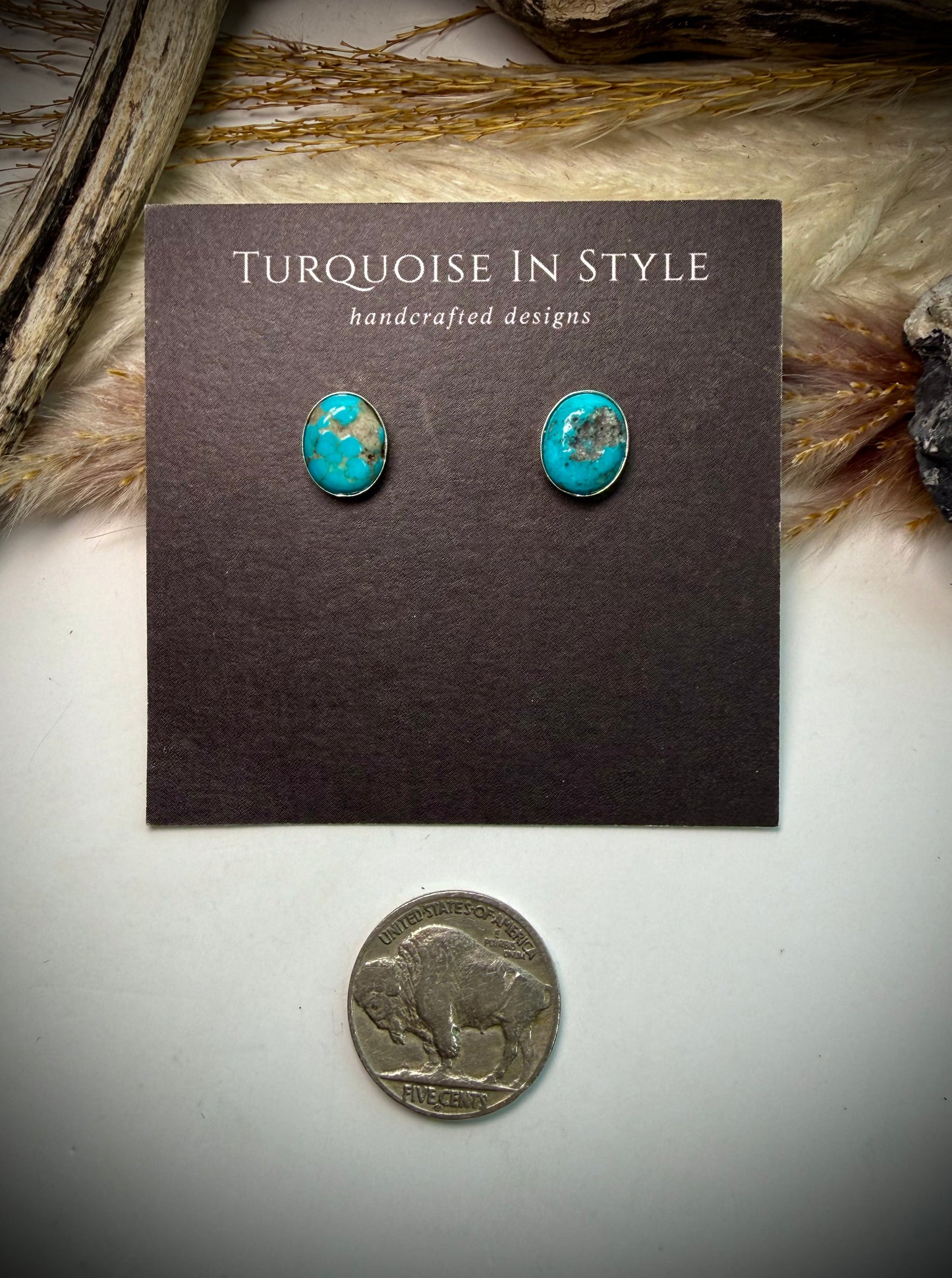 Nugget Kingman Turquoise Studs