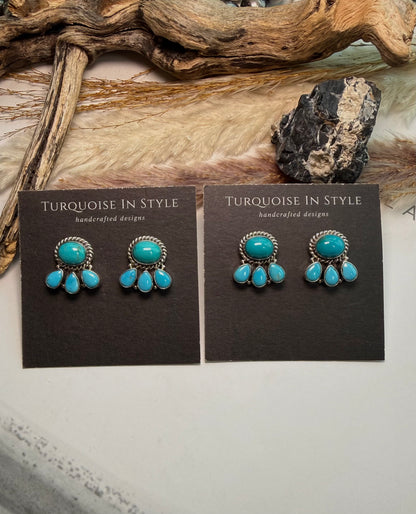 Sleeping Beauty Cluster Earrings