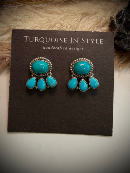 Sleeping Beauty Cluster Earrings