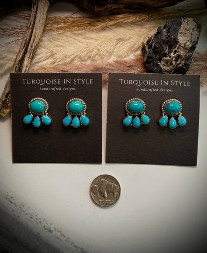 Sleeping Beauty Cluster Earrings