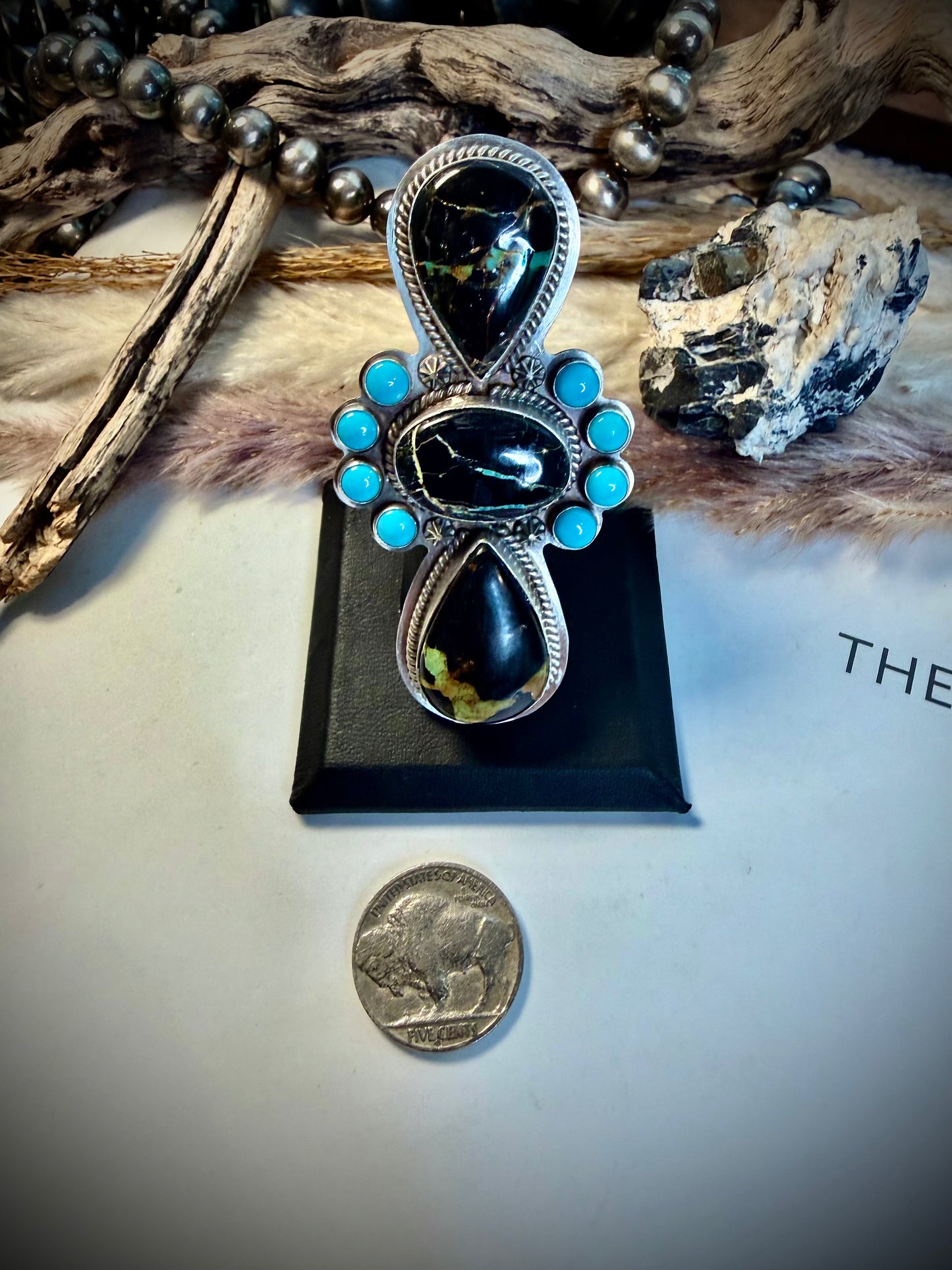 J Piaso Jr Blackjack & Sleeping Beauty Ring- size 9