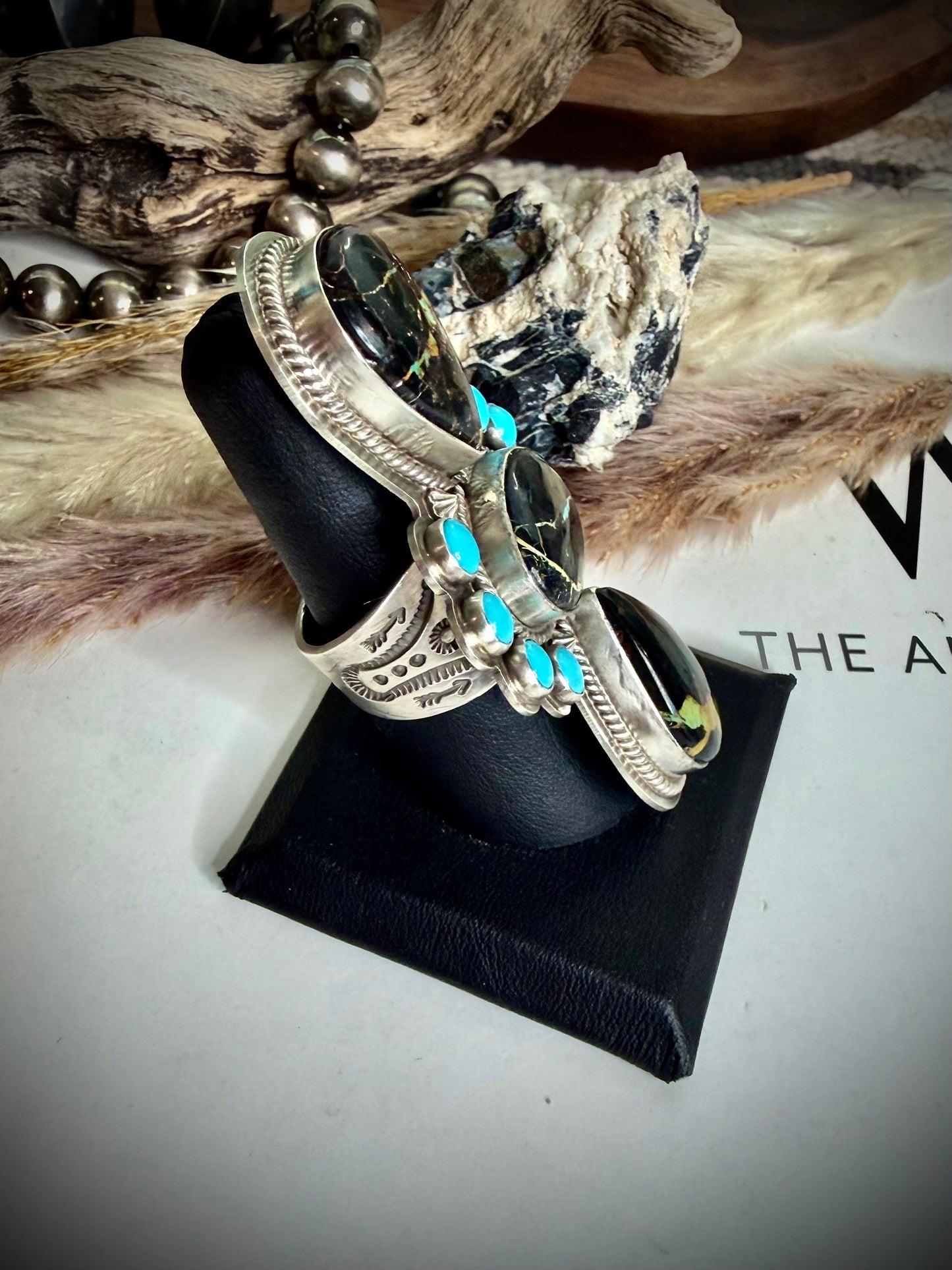 J Piaso Jr Blackjack & Sleeping Beauty Ring- size 9