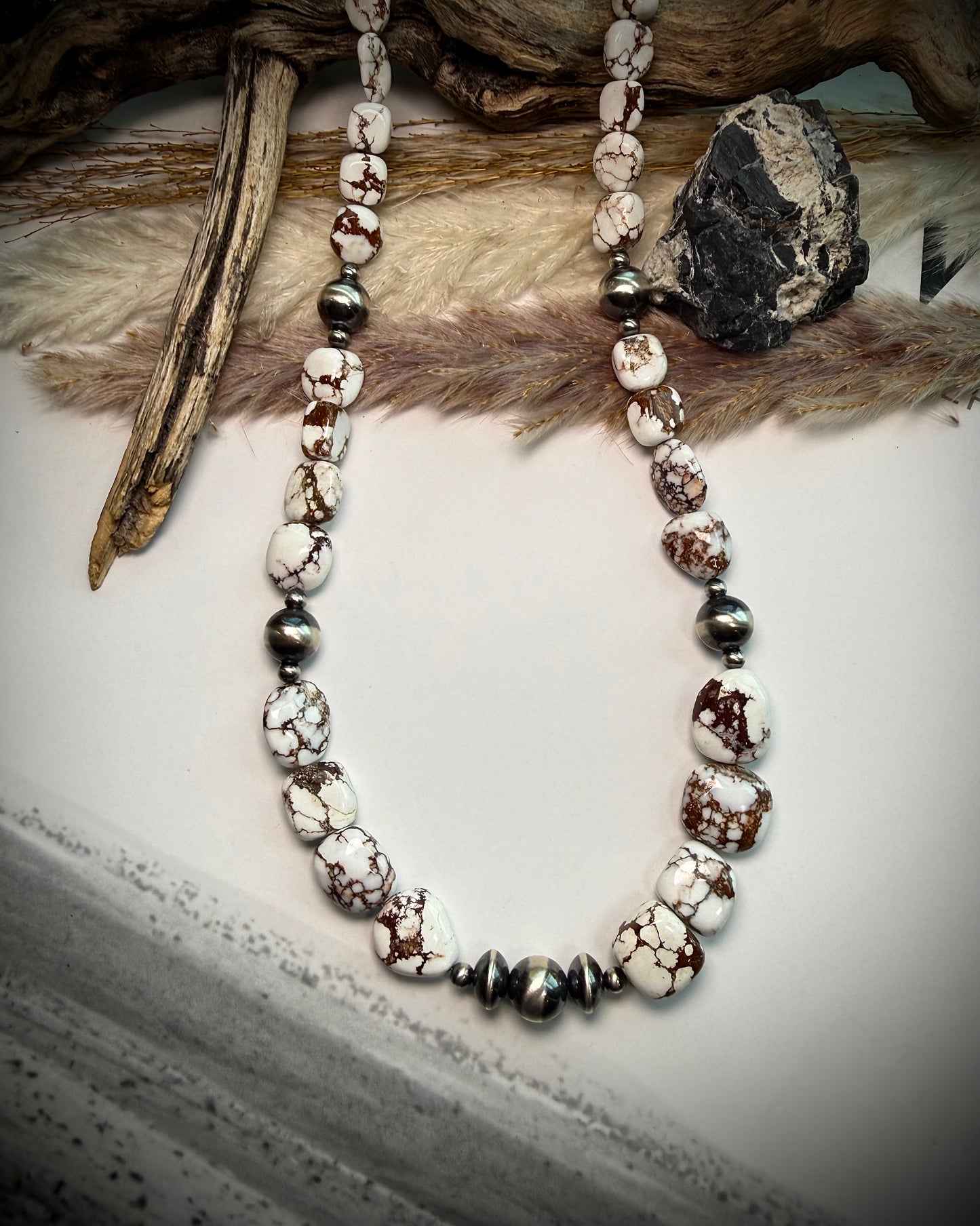 Big, Fluffy Marshmallow Wild Horse Beaded Necklace