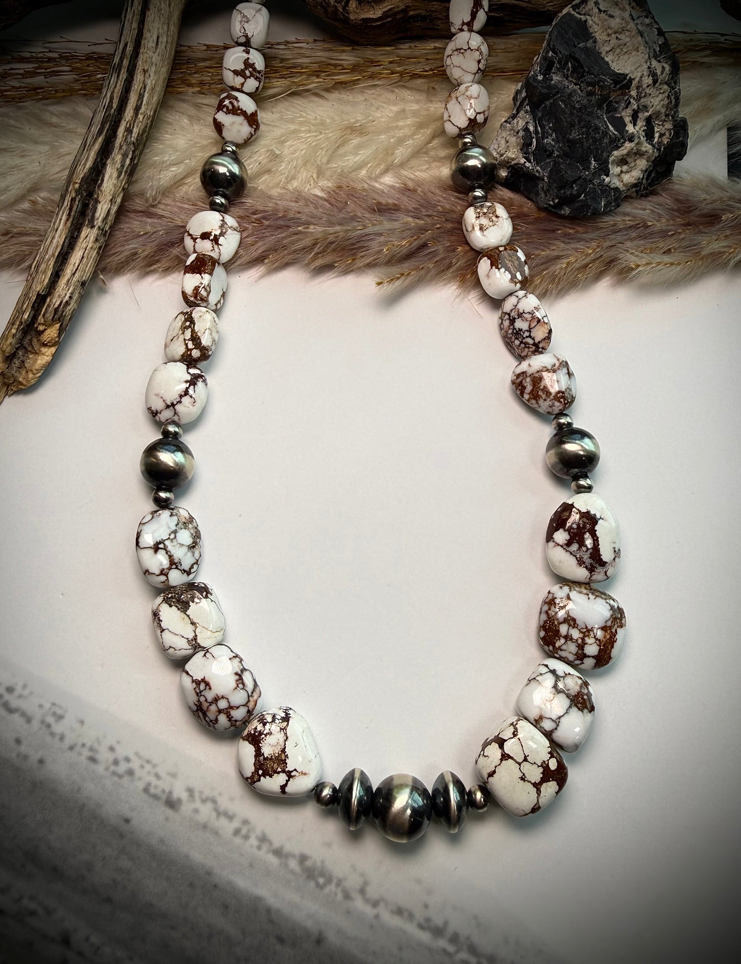 Big, Fluffy Marshmallow Wild Horse Beaded Necklace