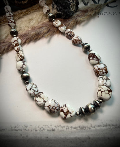 Big, Fluffy Marshmallow Wild Horse Beaded Necklace