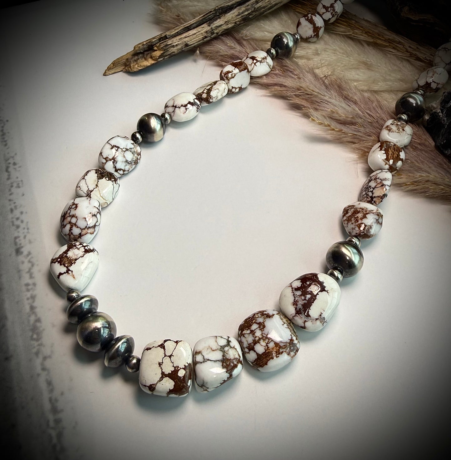 Big, Fluffy Marshmallow Wild Horse Beaded Necklace