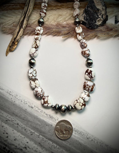 Big, Fluffy Marshmallow Wild Horse Beaded Necklace