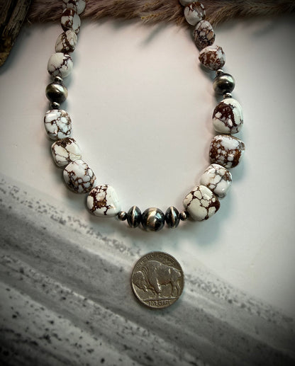 Big, Fluffy Marshmallow Wild Horse Beaded Necklace