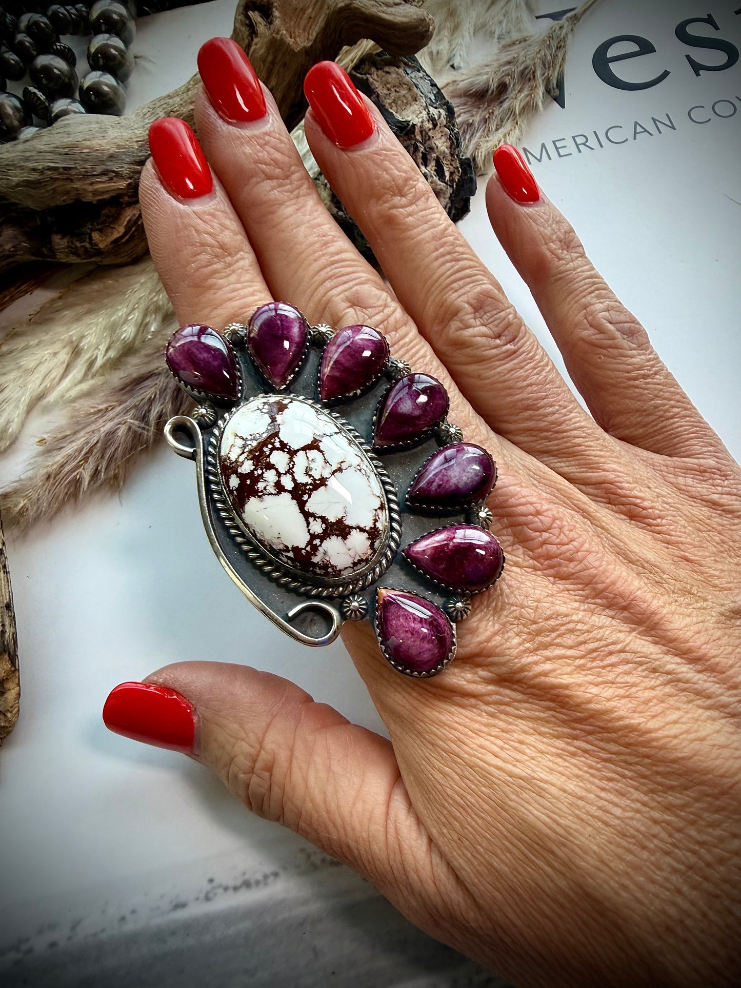 Purple Spiny& Wild Horse Adjustable Ring
