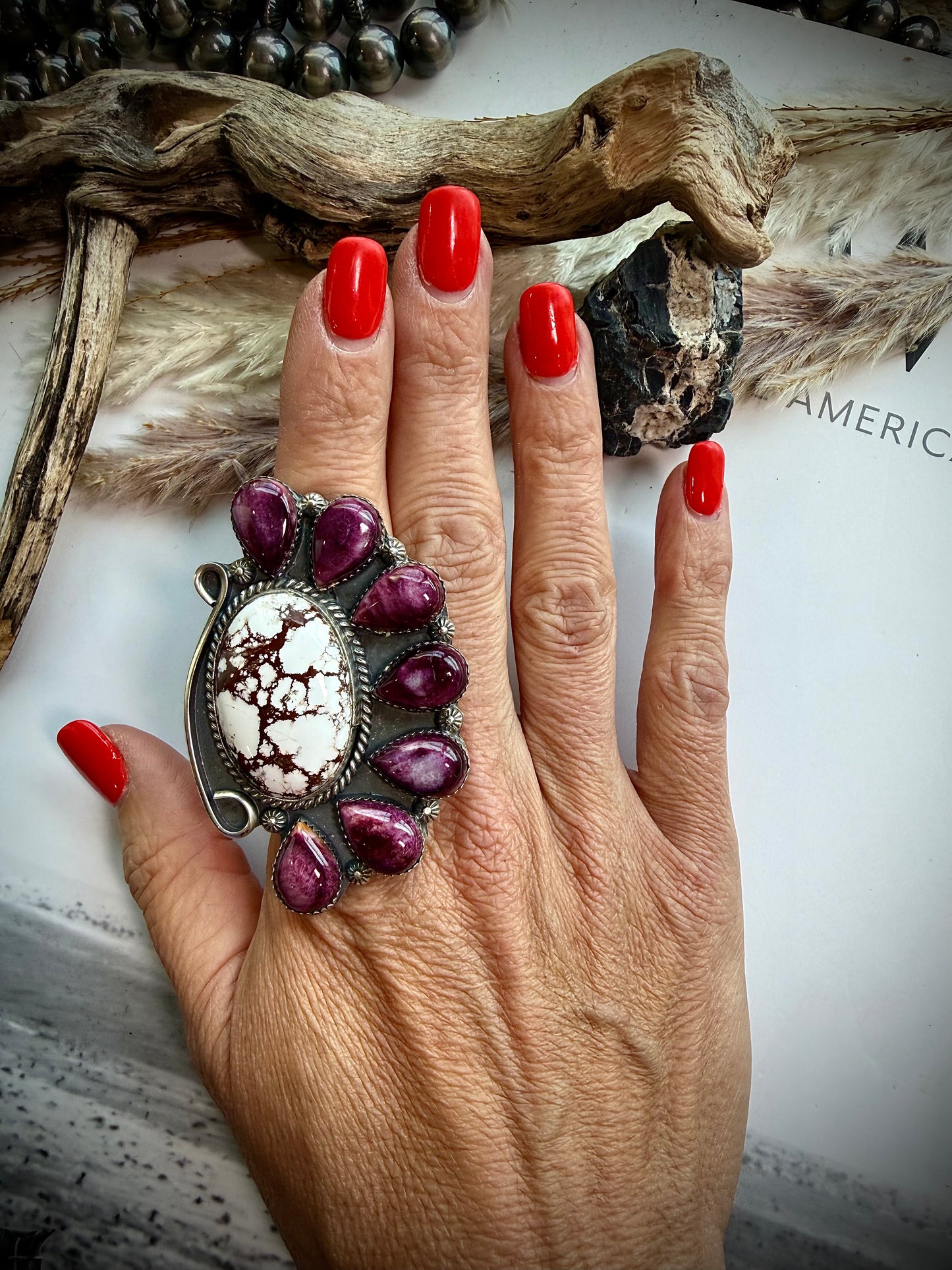 Purple Spiny& Wild Horse Adjustable Ring