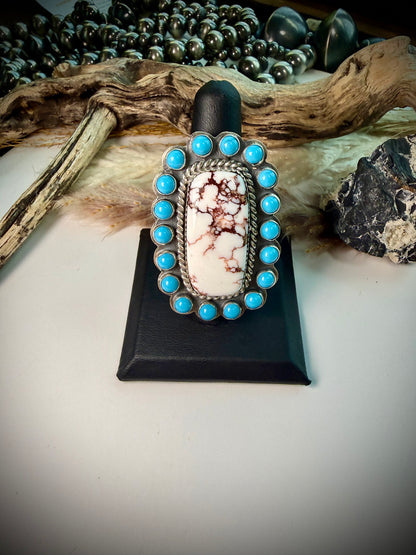 Jeff Largo Adjustable Wild Horse & Sleeping Beauty Ring