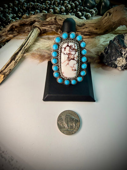 Jeff Largo Adjustable Wild Horse & Sleeping Beauty Ring