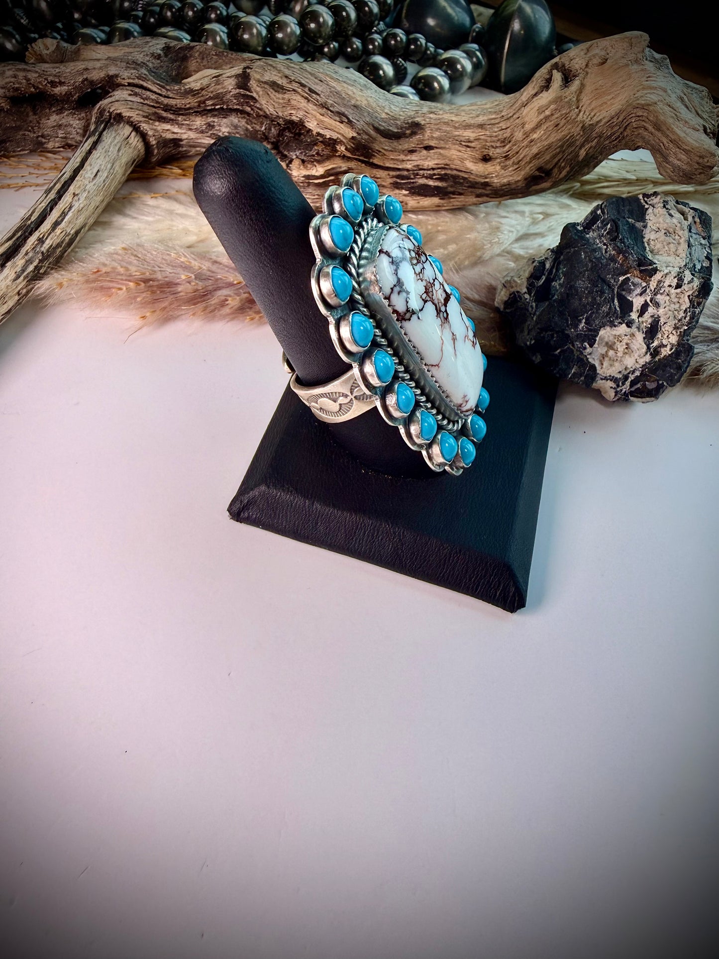 Jeff Largo Adjustable Wild Horse & Sleeping Beauty Ring