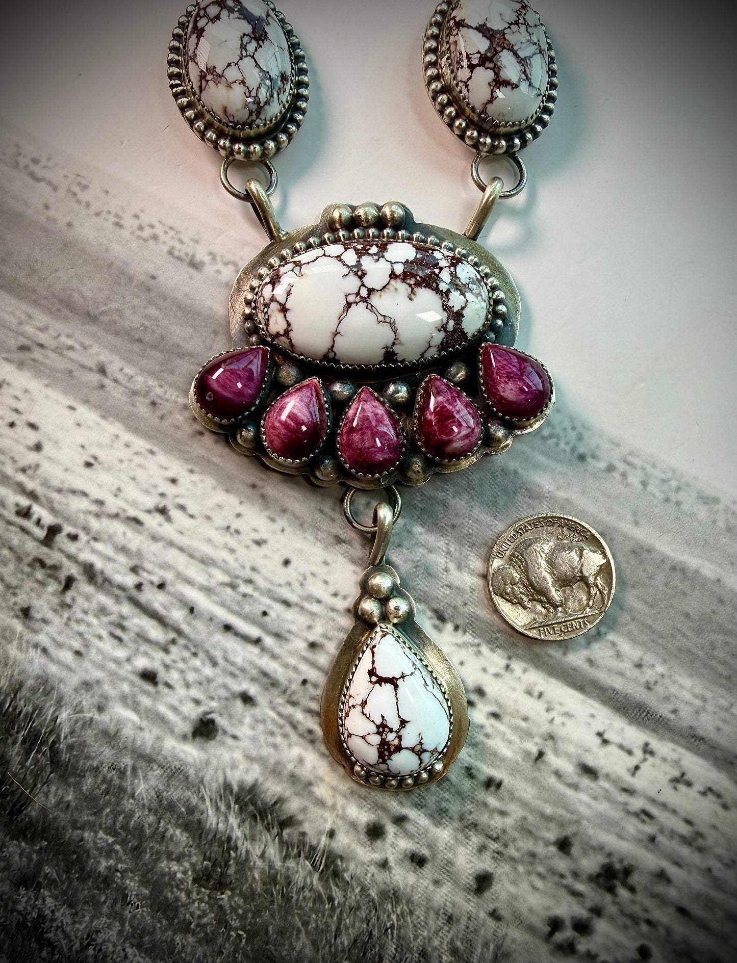 Purple Spiny & Wild Horse Necklace