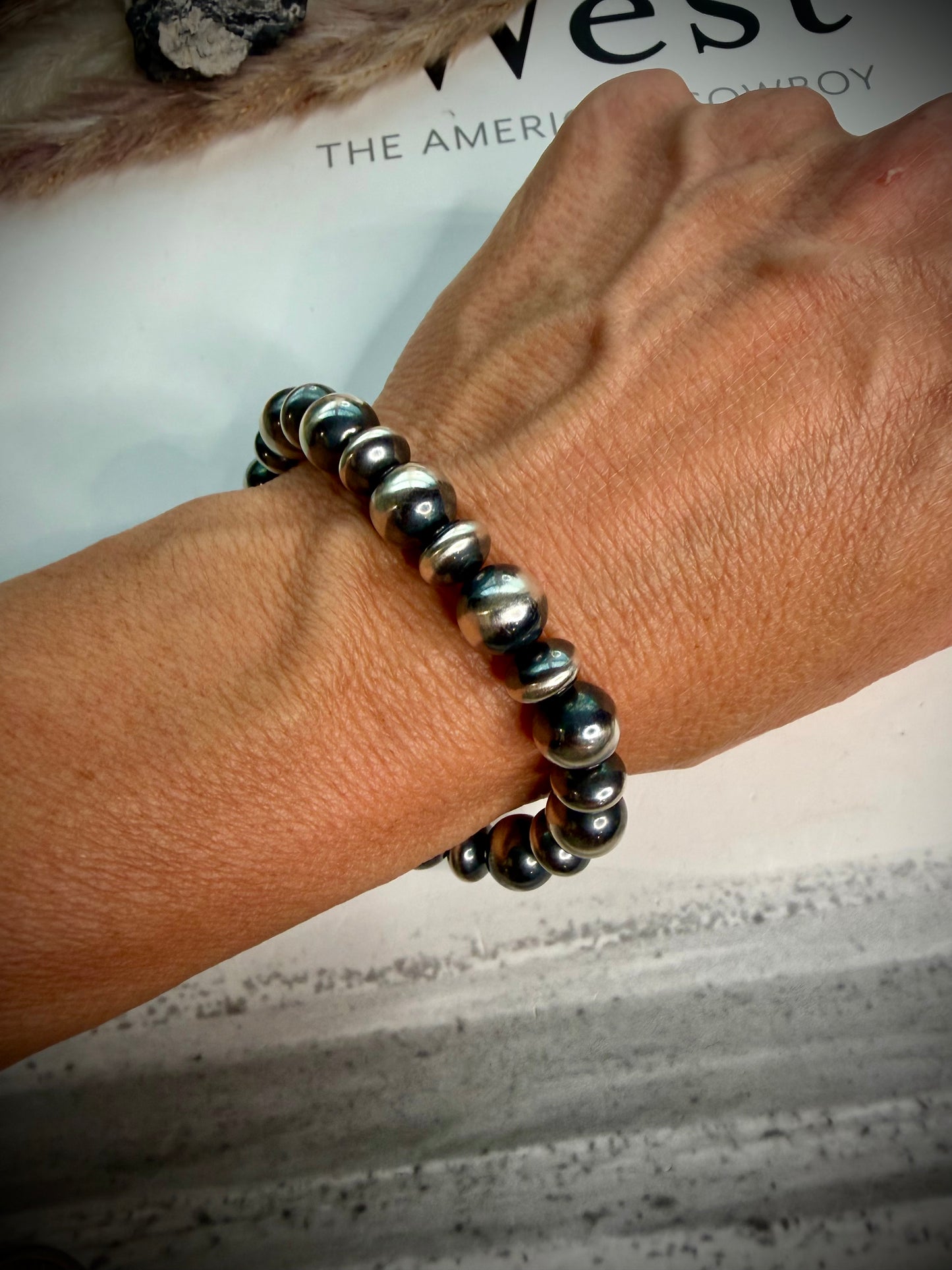 Turquoise and Sterling Pearl Charm Bracelet