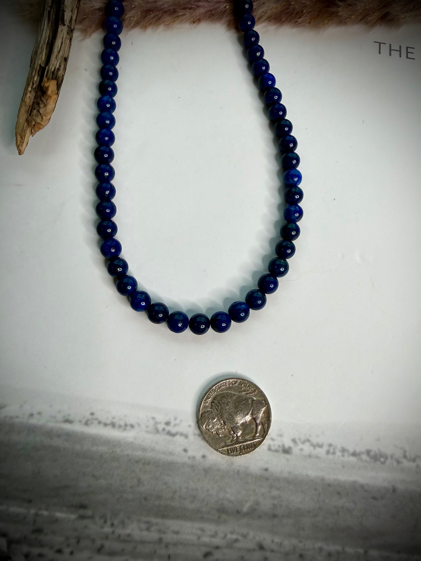 17" 6mm Lapis Beaded Necklace