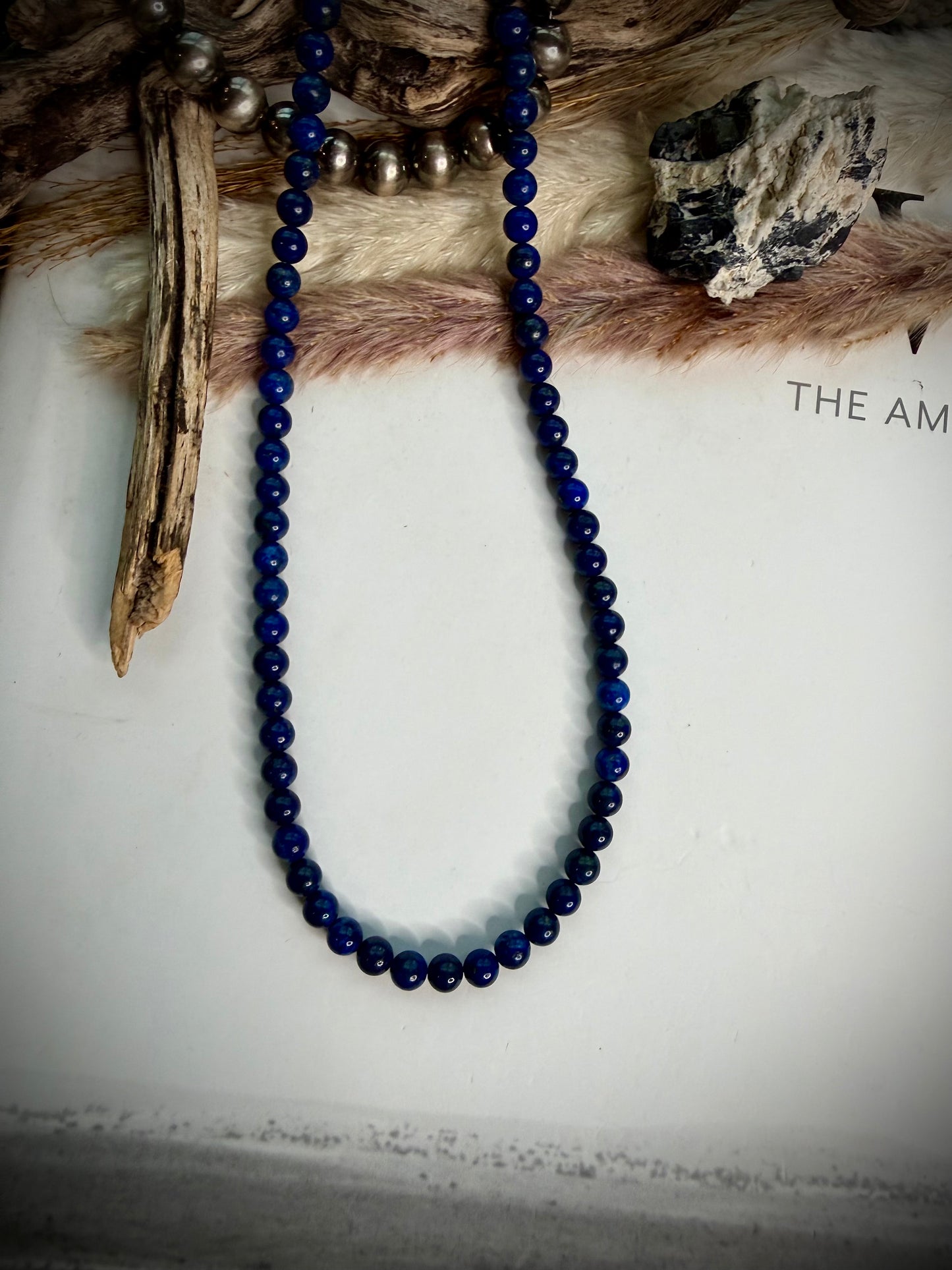 17" 6mm Lapis Beaded Necklace