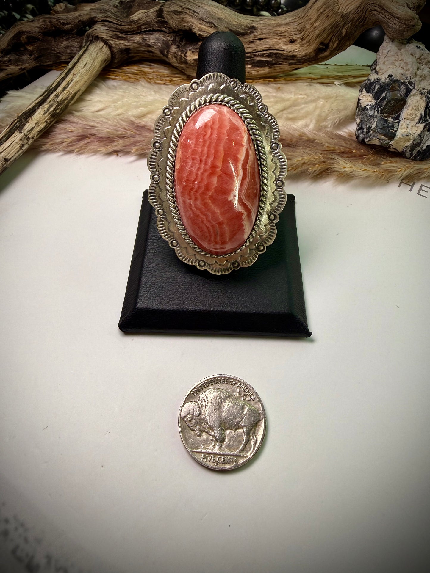 Adjustable Rhodocrosite Ring by Jeff Largo