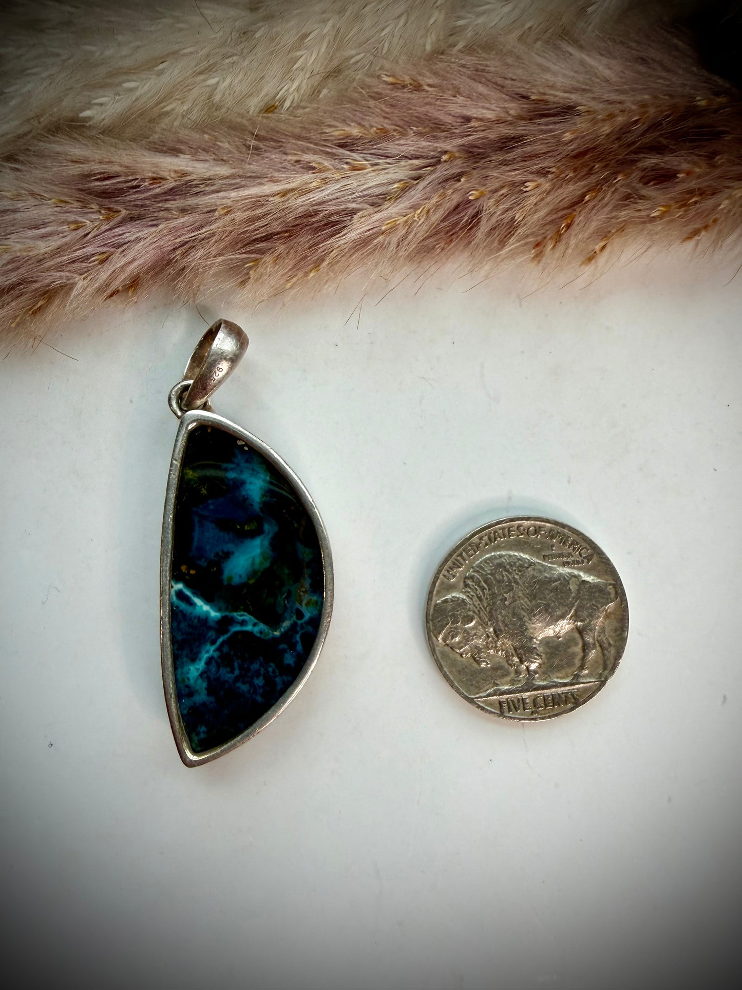 Blue Opalized Petrified Wood Pendant
