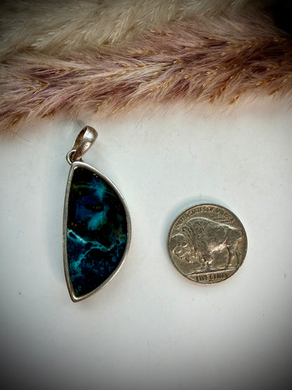 Blue Opalized Petrified Wood Pendant