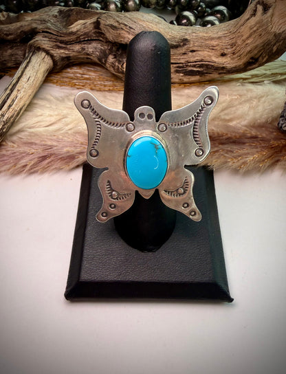Prince Turquoise Butterfly Ring- Adjustable