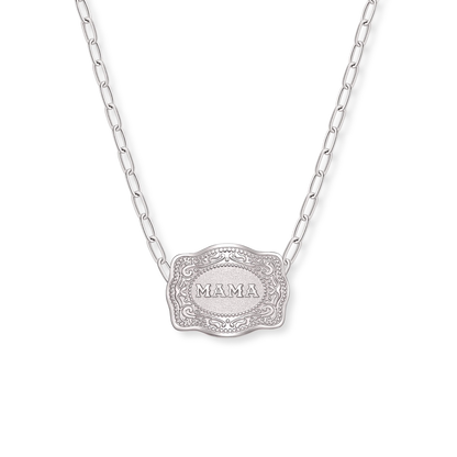 SpurWest Original Mini Buckle Necklace- Silver Mama