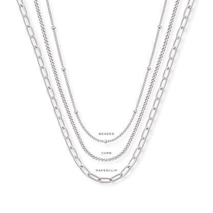 SpurWest Original Mini Buckle Initial Necklaces- Silver Beaded Chain