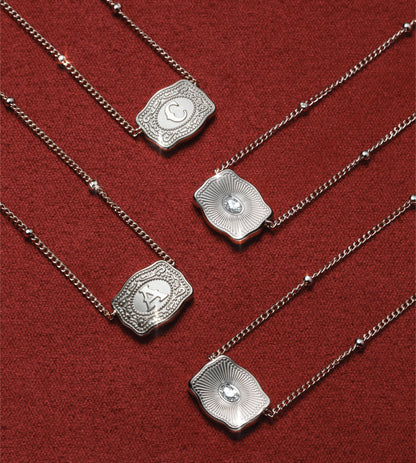 SpurWest Ultra Mini Buckle Initial Necklaces- Silver