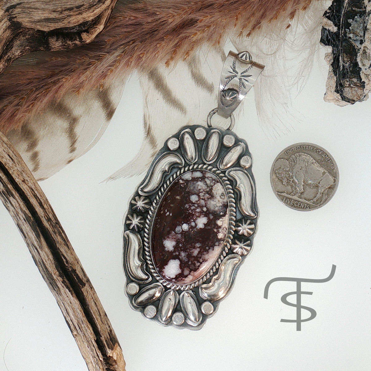 Earth and Silver Wave Pendant
