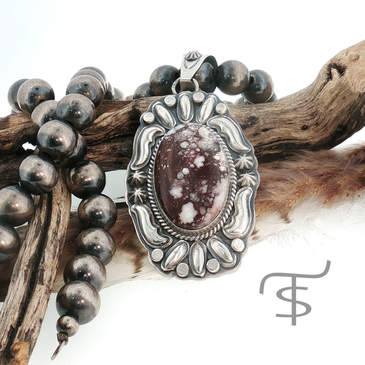 Earth and Silver Wave Pendant