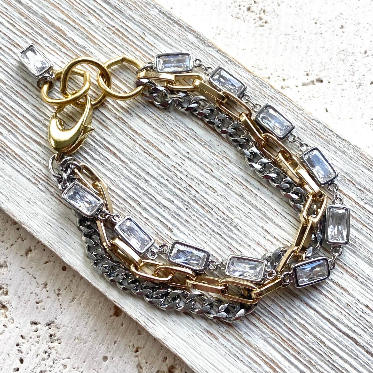 Mixed Metal Multi Strand Bracelet