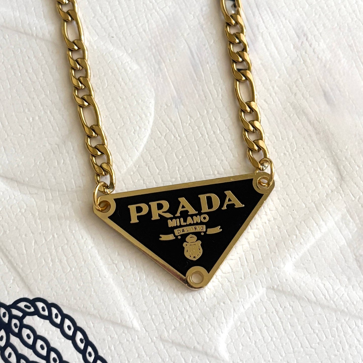 Gold & Black Prada Necklace