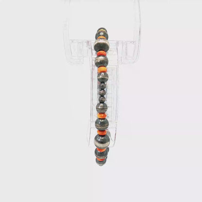 Orange Spiny & Pearl Stretch Bracelet