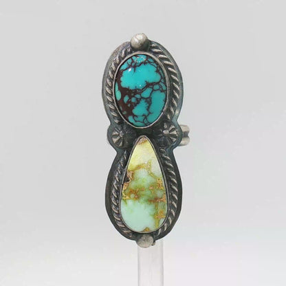 Delbert Sacatero Palomino and Prince Turquoise Ring- Adjustable