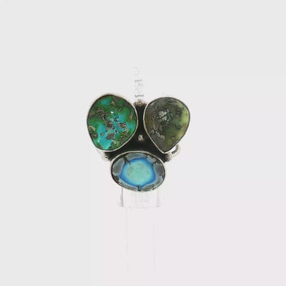 Three Stone Mixed Mine Ring- Size 7