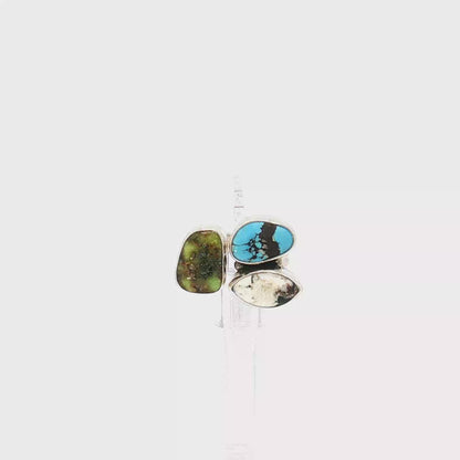 Three Stone Mixed Mine Ring Adjustable