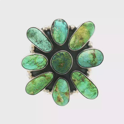 Federico Sonoran Gold Turquoise Cluster Ring- Adjustable