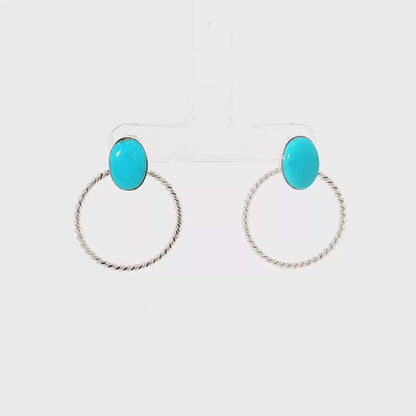 Turquoise Stone Hoop Earrings