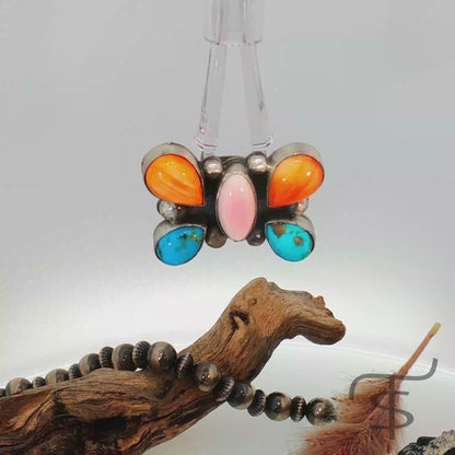 Multistone Butterfly Ring Adjustable