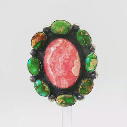 Sonoran Gold Turquoise & Rhodocrosite Cluster Ring- Adjustable