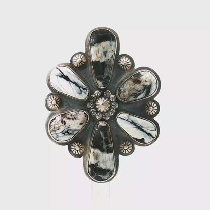 White Buffalo Cluster Ring- Adjustable