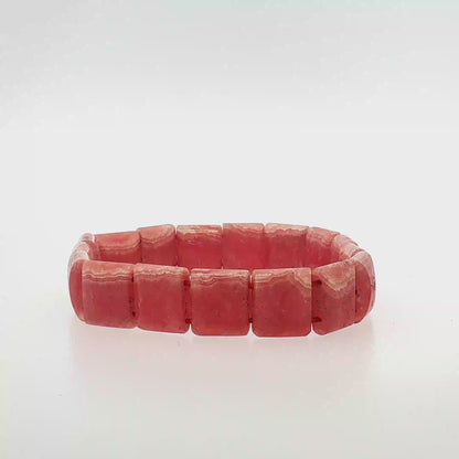 Rhodochrosite Square Stone Stretch Bracelet