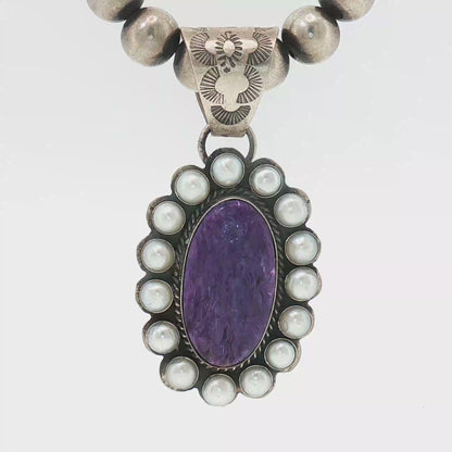 Charoite & Pearl Pendant