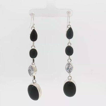 Rena Shelly Onyx & CZ Earrings