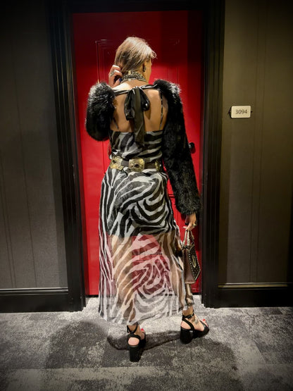 The Black Tie Faux Fur Shrug