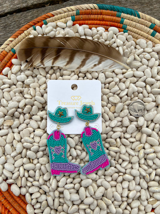 Turquoise Boot Earrings
